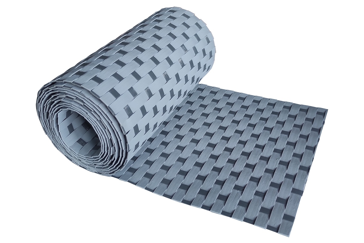 Ratanový plotový stínící pás - světle šedá-tmavě šedá, 19cm x 2,55m